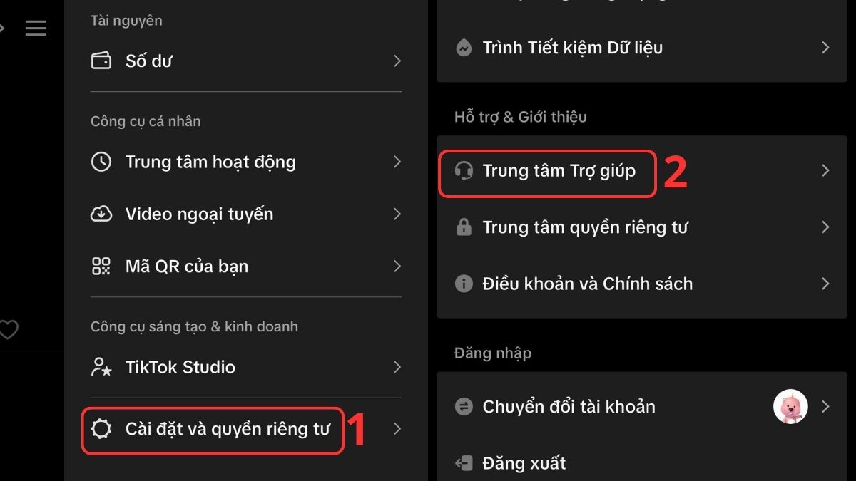 Không xem được video trên TikTok dù đã thử các cách trên liên hệ hỗ trợ tiktok - bước 1,2