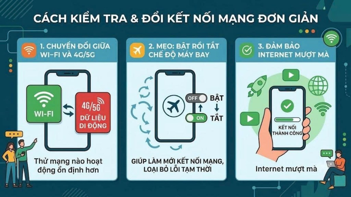 Cách khắc phục lỗi TikTok không hiện video trên điện thoại - kiểm tra đổi két nối mạng
