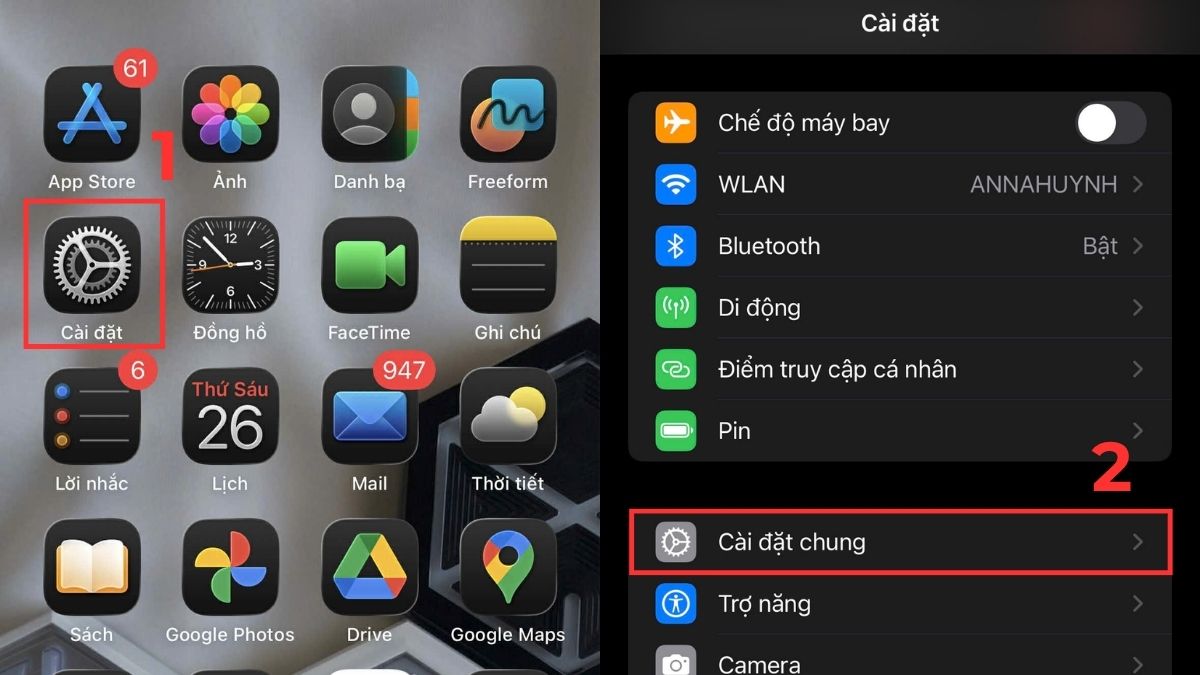 Màn hình điện thoại bị nhiễu từ, loạn cảm ứng, giật lag - khôi phục cài đặt gốc iphone - bước 1