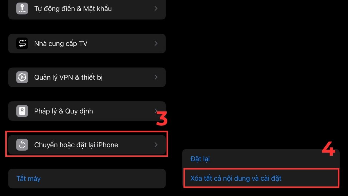 Màn hình điện thoại bị nhiễu từ, loạn cảm ứng, giật lag - khôi phục cài đặt gốc iphone - bước 2,3