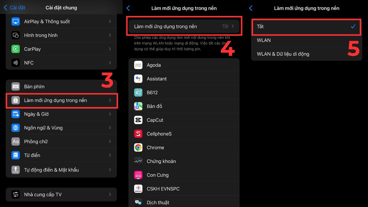 Màn hình điện thoại bị nhiễu từ, loạn cảm ứng, giật lag - tắt ứng dụng chạy ngầm iphone - bước 2,3