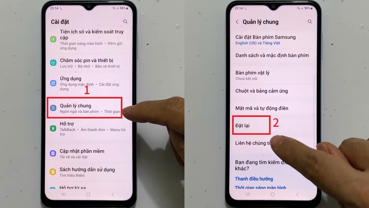 Cách khắc phục màn hình điện thoại bị đốm vàng với Android - khôi phục cài đặt gốc - bước 1,2