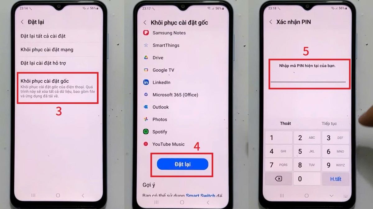 Cách khắc phục màn hình điện thoại bị đốm vàng với Android - khôi phục cài đặt gốc - bước 3,4