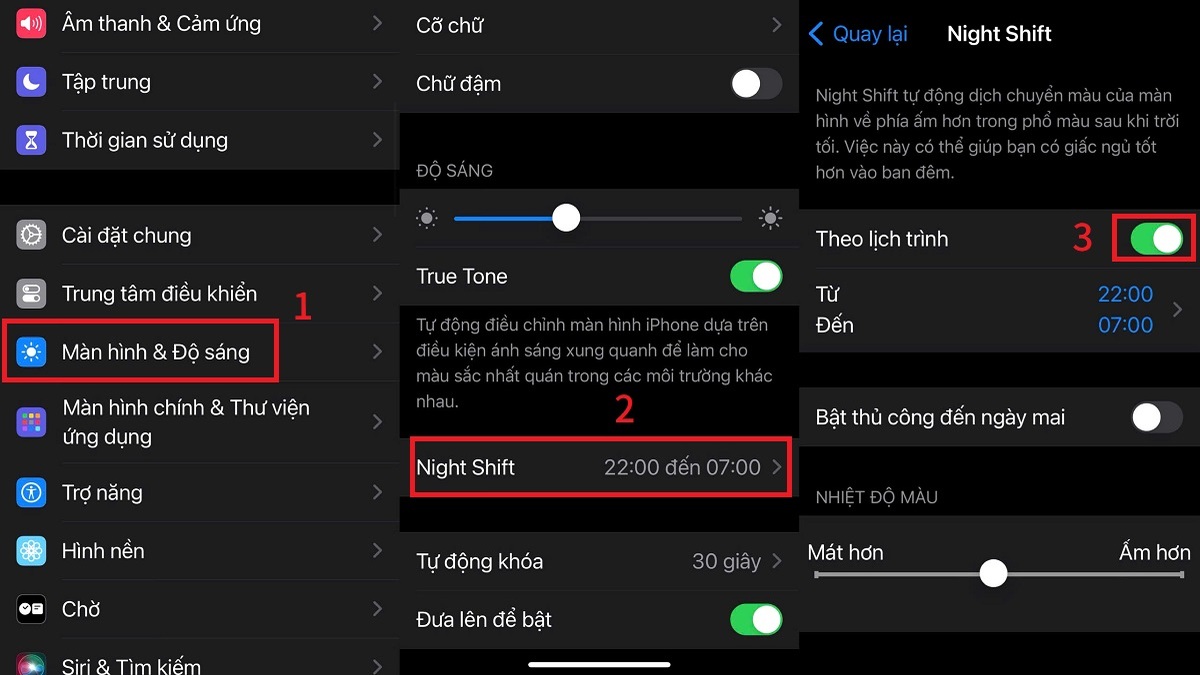 Cách khắc phục màn hình điện thoại bị đốm vàng với iOS - Tắt chế độ ban đêm Night Shift