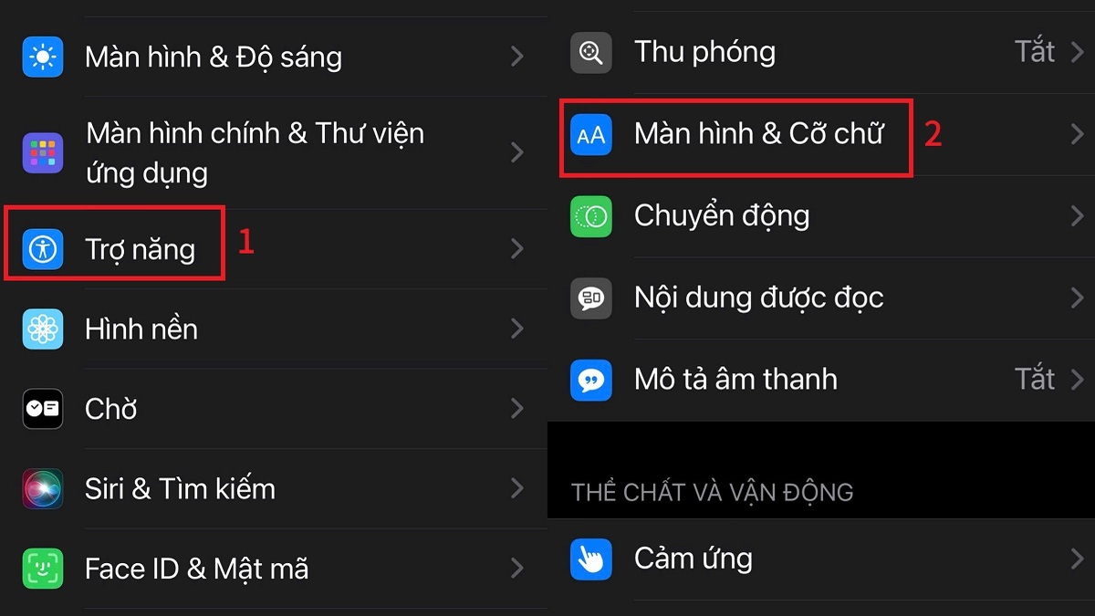 Cách khắc phục màn hình điện thoại bị đốm vàng với iOS - chỉnh lại màu màn hình - bước 1,2