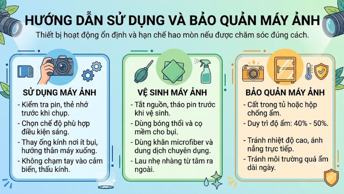 Hướng dẫn sử dụng và bảo quản máy ảnh cho dân không chuyên