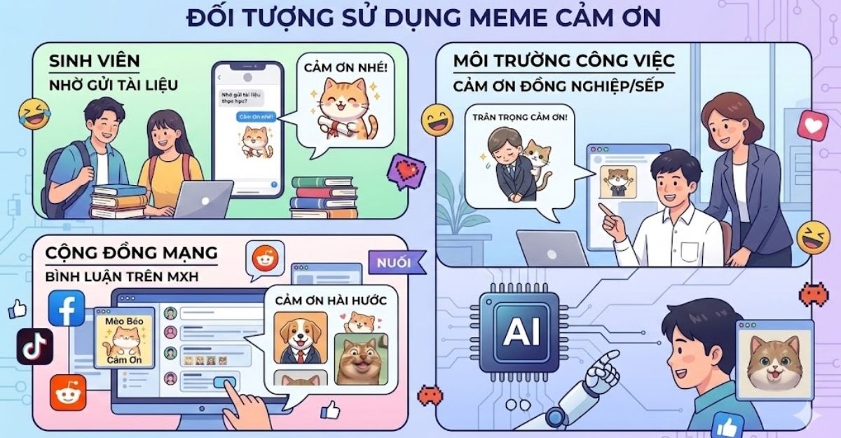 Đối tượng thường sử dụng meme cảm ơn