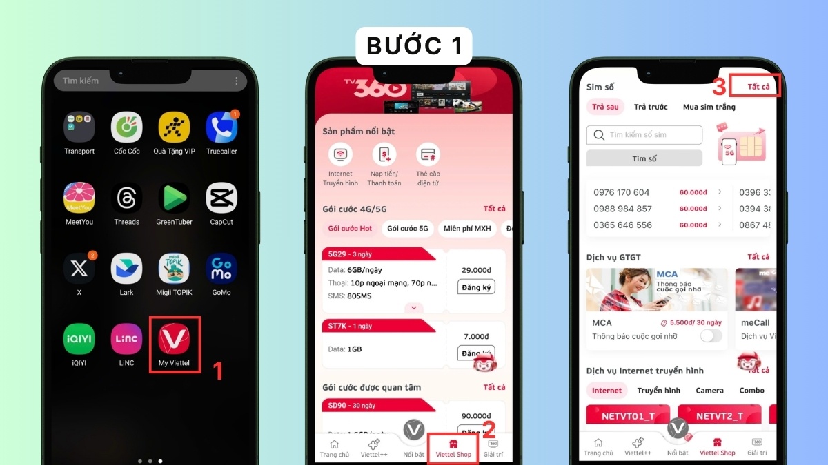 Mua SIM Viettel trên My Viettel - bước 1