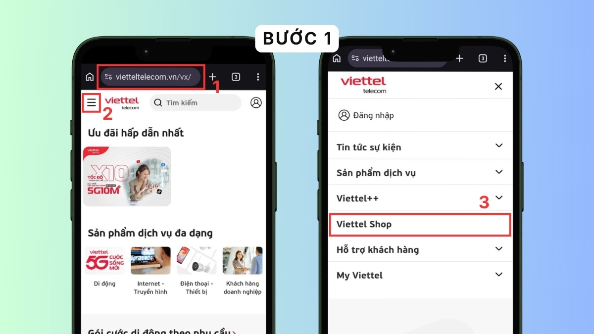 Mua SIM Viettel qua website chính thức - bước 1