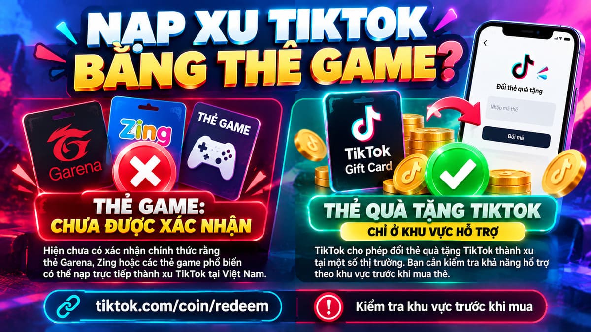 Nạp xu TikTok bằng thẻ game