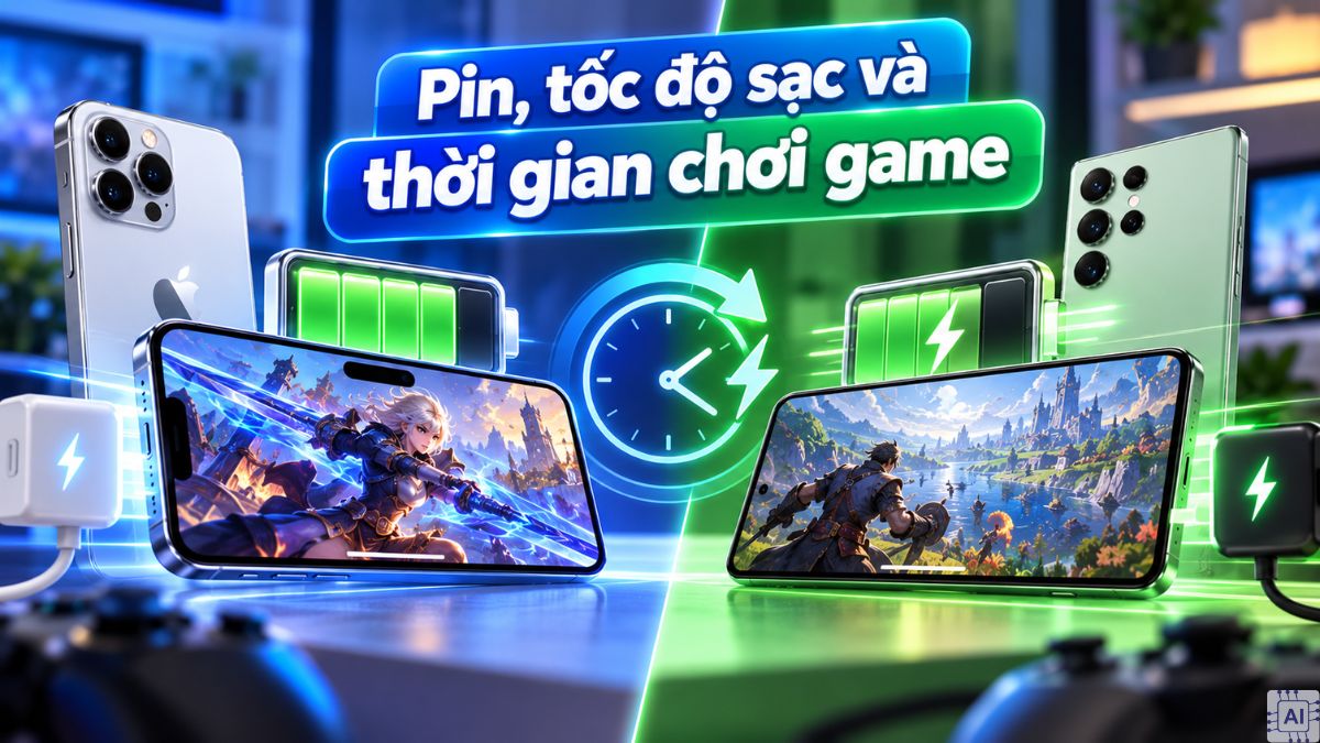 So sánh đặc điểm hiệu năng iOS và Android khi chơi game - pin, tốc độ sạc