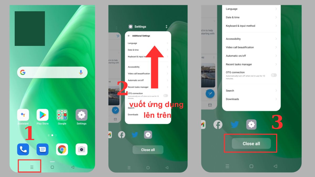 sửa OPPO bị đơ màn hình - tắt ứng dụng chạy ngầm