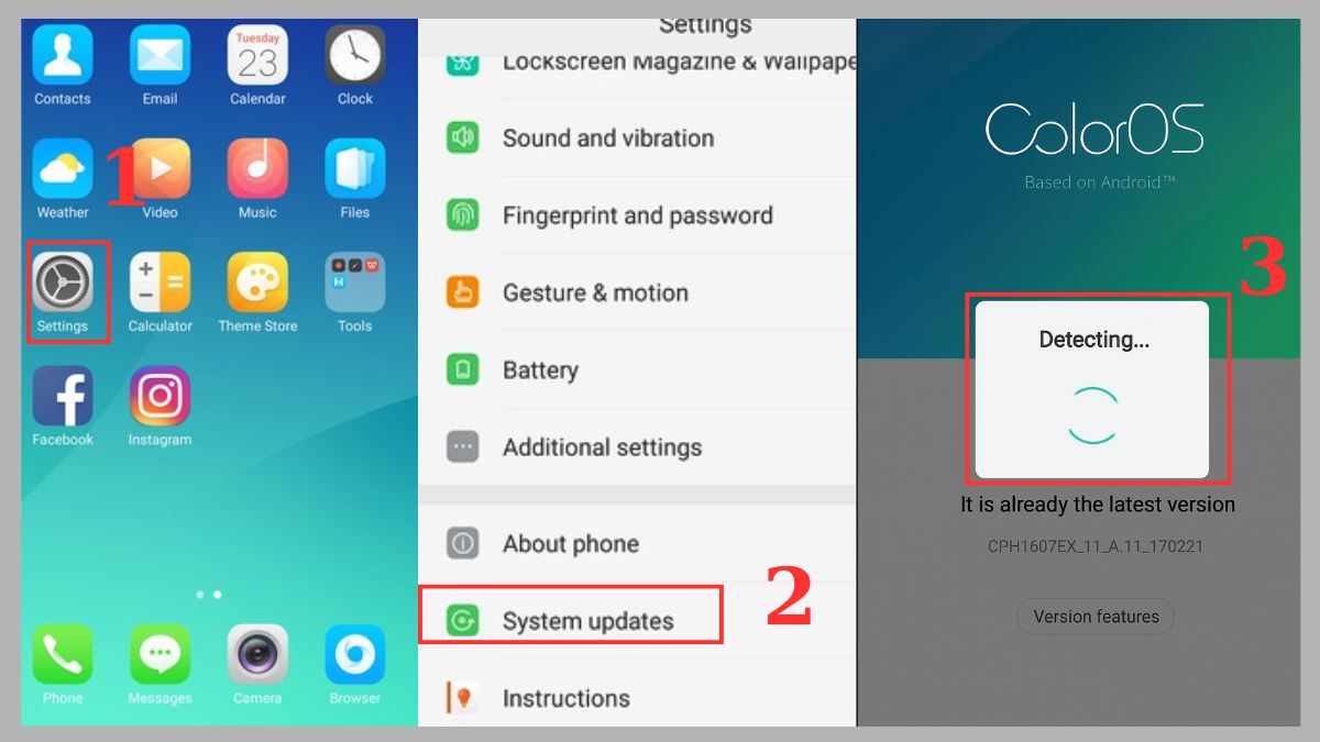 sửa OPPO bị đơ màn hình - cập nhật hệ điều hành