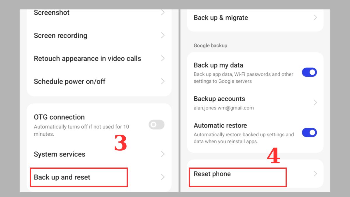 sửa OPPO bị đơ màn hình - khôi phục cài đặt gốc - bước 2