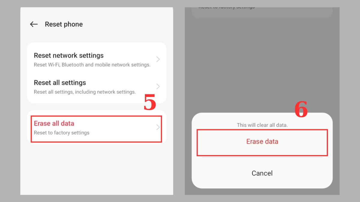 sửa OPPO bị đơ màn hình - khôi phục cài đặt gốc - bước 3