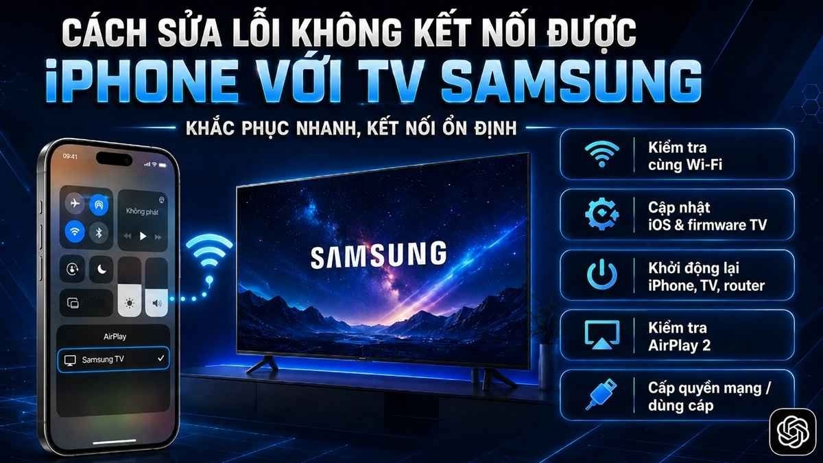 Cách sửa lỗi không kết nối được iPhone với tivi Samsung