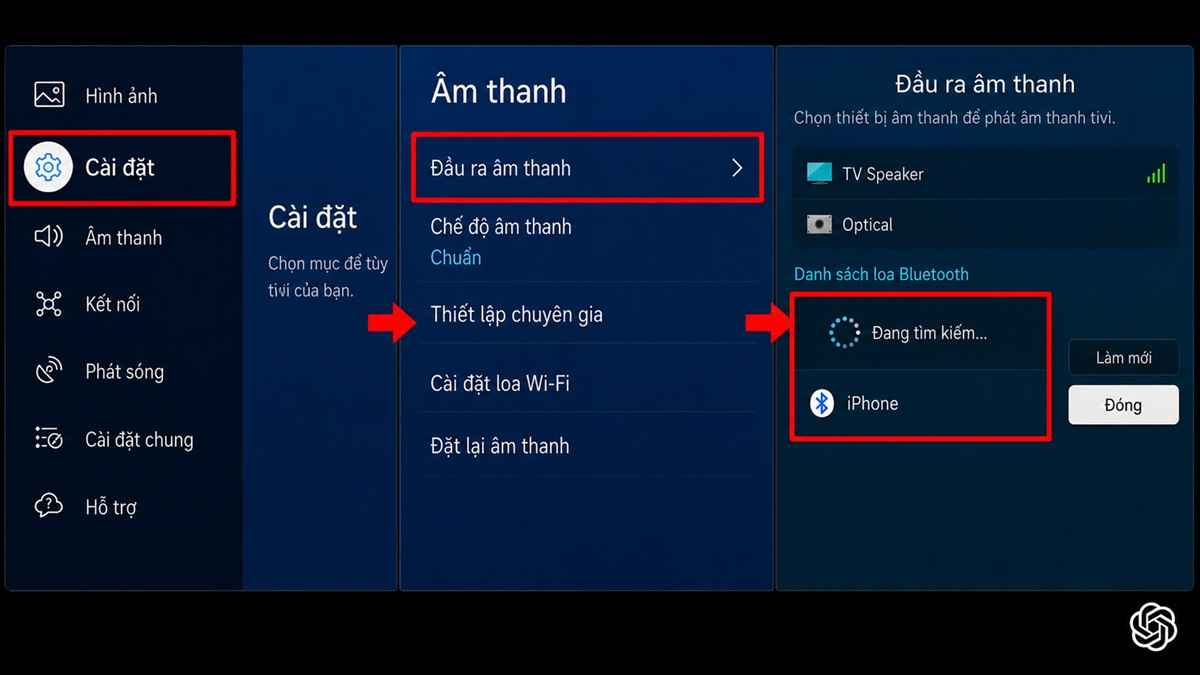 Cách phản chiếu màn hình iPhone lên tivi Samsung không có ứng dụng sử dụng bluetooth - bước 2