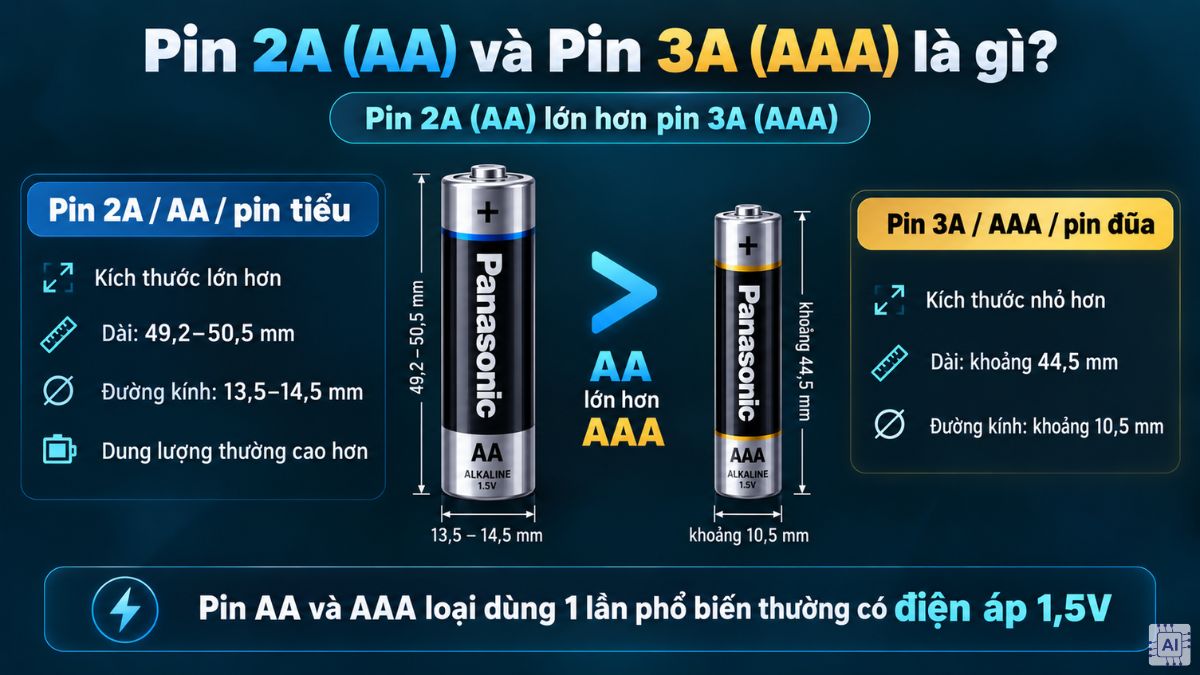 Pin 2A (AA) và Pin 3A (AAA) là gì?