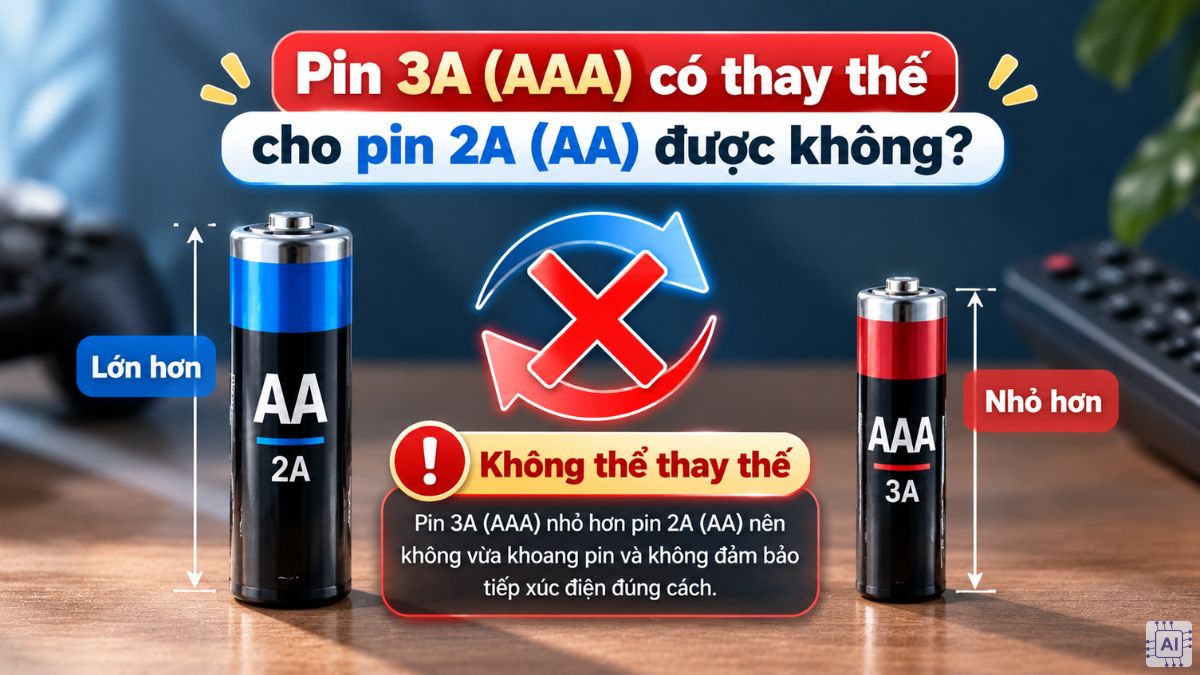 Pin 3A có thay thế cho pin 2A được không?