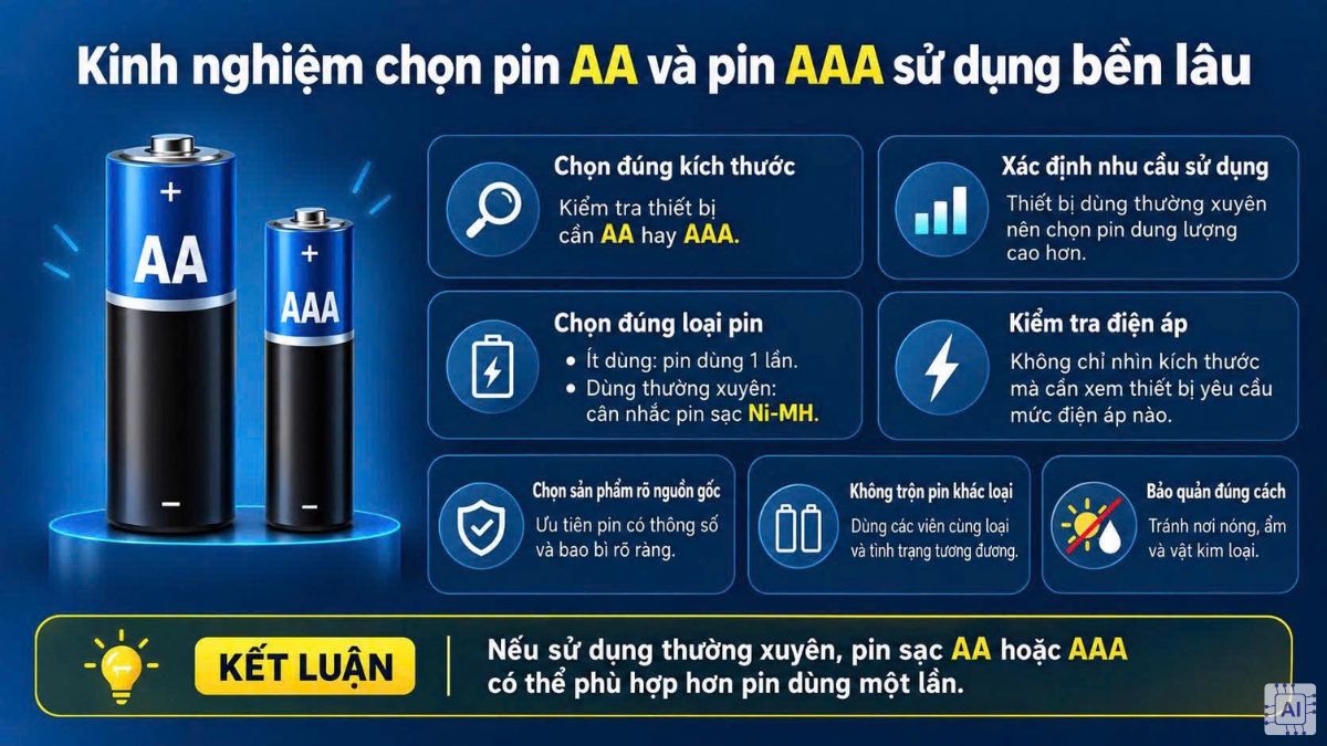 Kinh nghiệm chọn pin AA và pin AAA sử dụng bền lâu