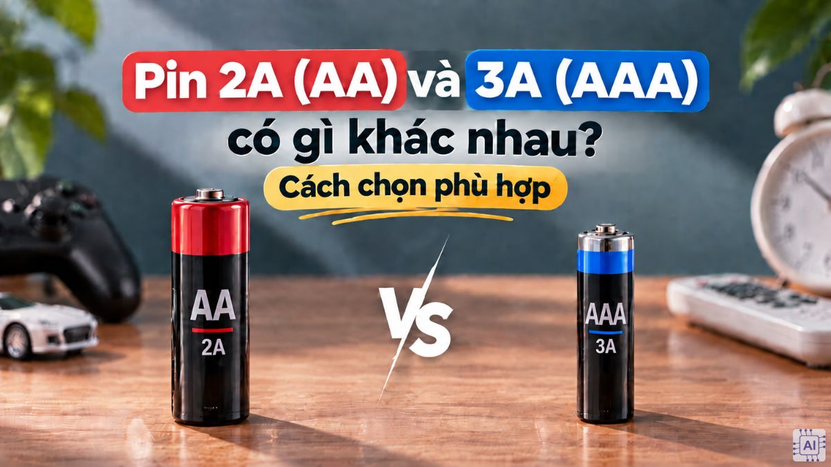 Pin 2A (AA) và 3A (AAA) có gì khác nhau? Cách chọn phù hợp