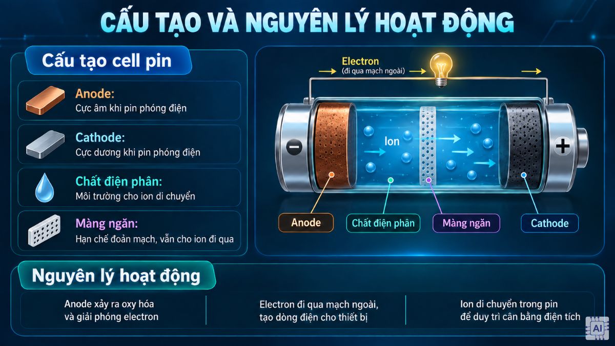Cấu tạo và nguyên lý hoạt động của pin là gì