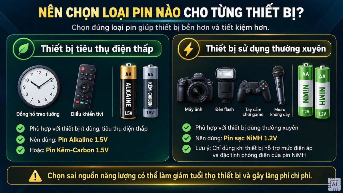 Nên chọn loại pin nào cho từng thiết bị?