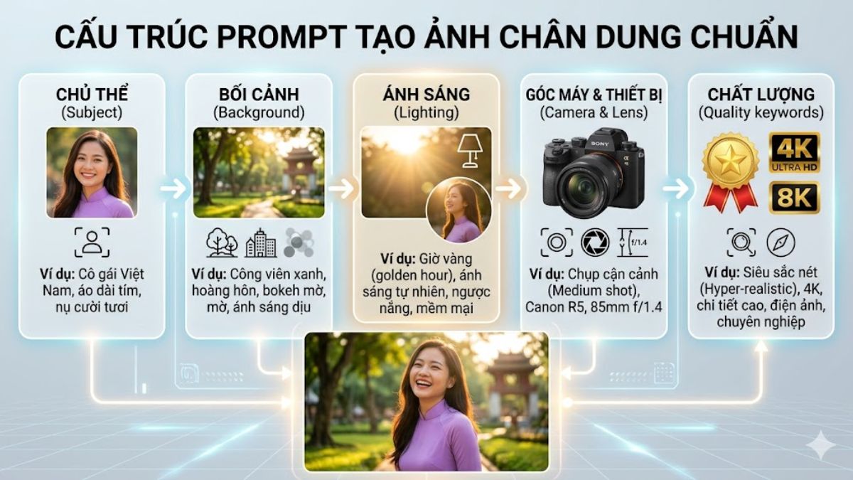 Cấu trúc tạo Prompt tạo ảnh chân dung chuẩn