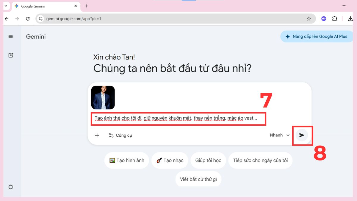 Hướng dẫn cách tạo ảnh thẻ bằng Gemini - bước 4