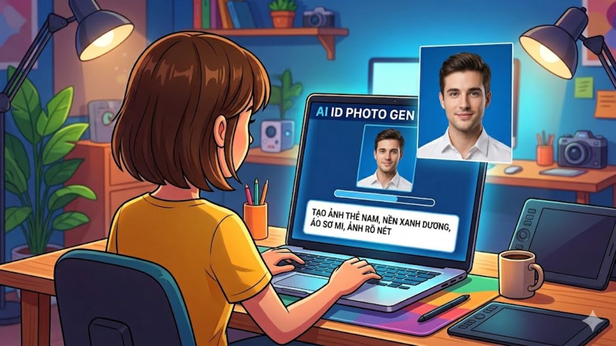 Tổng hợp câu prompt tạo ảnh thẻ nền xanh từ Gemini 