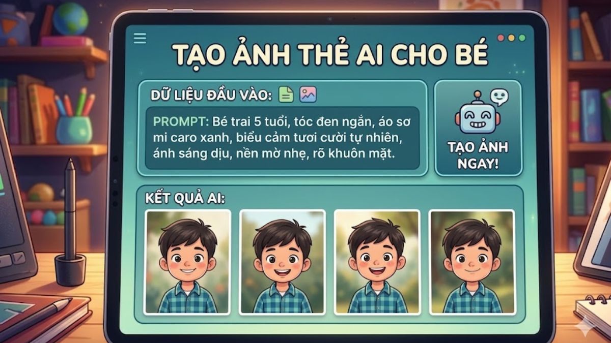 Tổng hợp câu prompt tạo ảnh thẻ trẻ en từ Gemini 