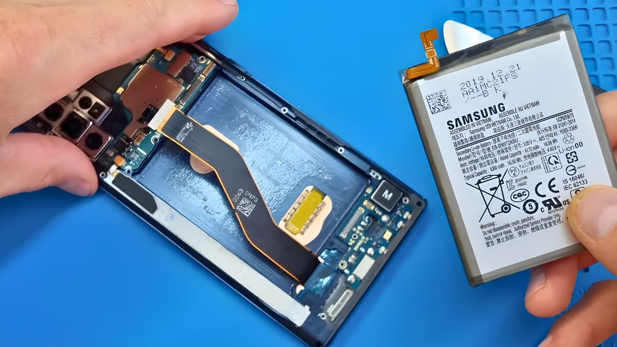 Cách khắc phục lỗi Samsung A50s sạc không vào pin - thay pin hoặc đổi bộ sạc mới