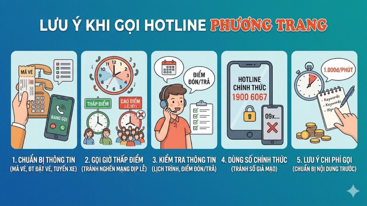 Lưu ý khi gọi số điện thoại hotline Phương Trang