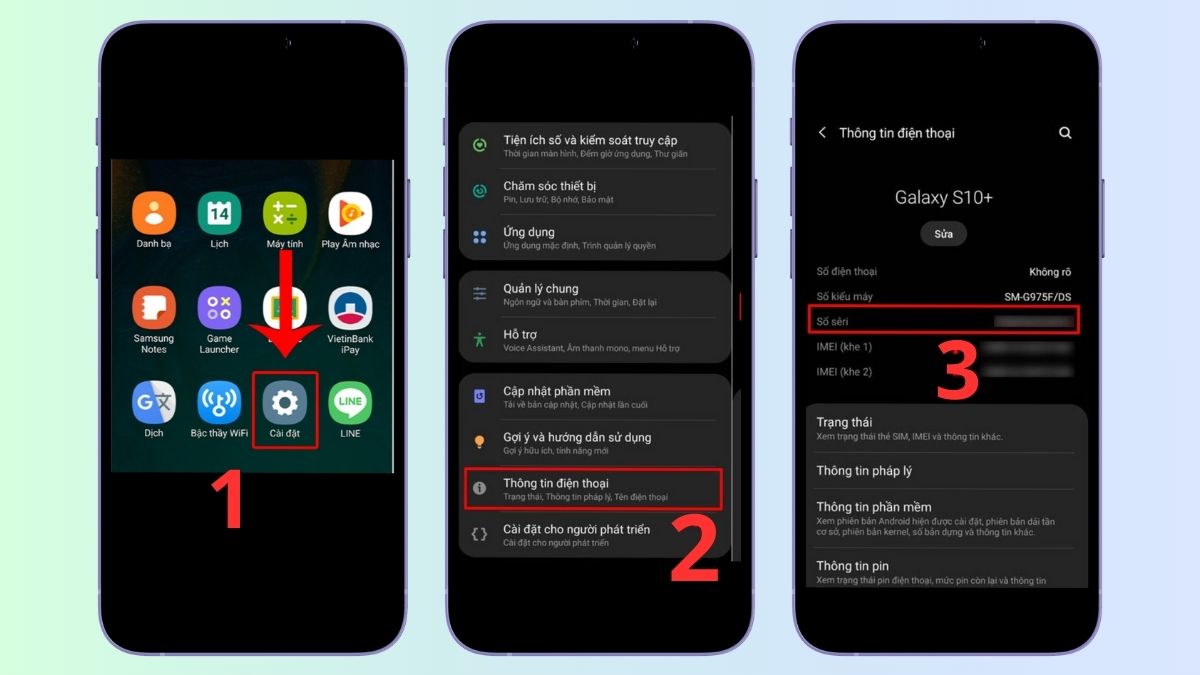 Kiểm tra số seri trên Android