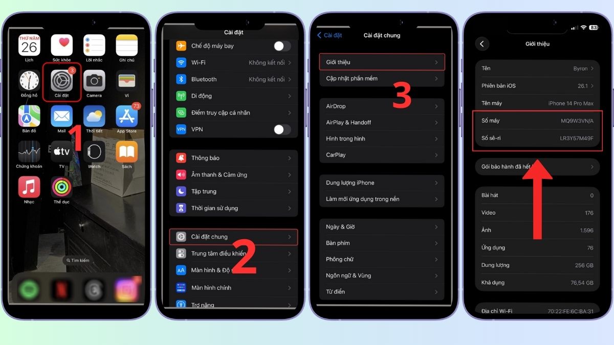 Kiểm tra số seri trên iOS