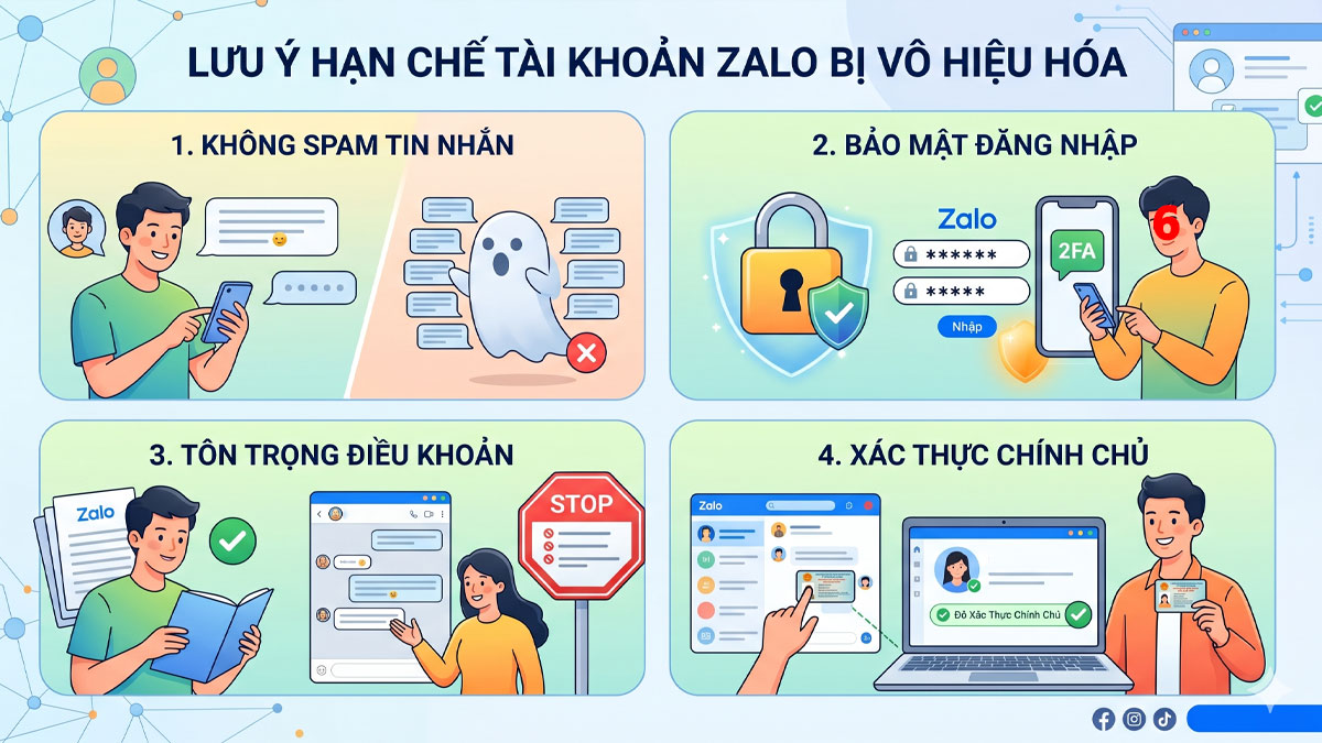Lưu ý hạn chế tài khoản Zalo bị vô hiệu hóa