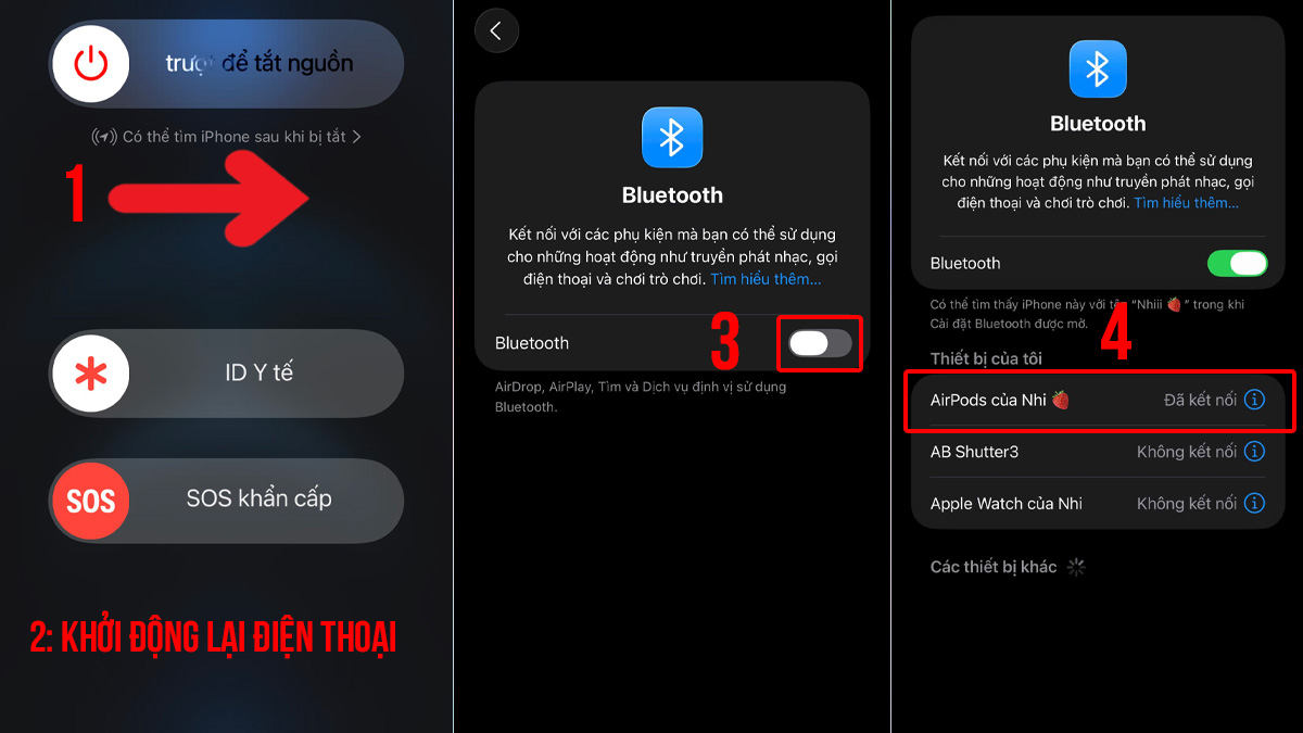 cách sửa tai nghe bluetooth không kết nối được với điện thoại - khởi động lại điện thoại 