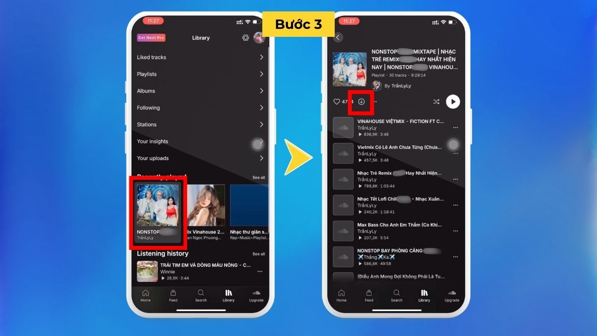Hướng dẫn tải nhạc SoundCloud trên điện thoại iPhone - bước 2,3