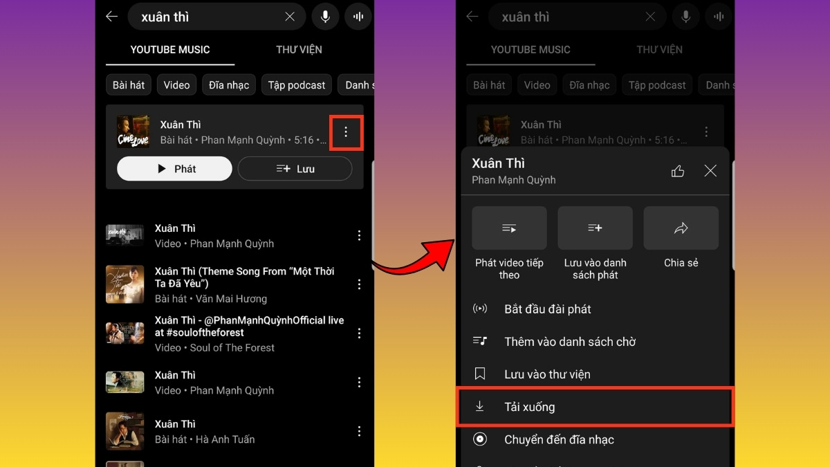 Cách tải nhạc Youtube về điện thoại - bước 2