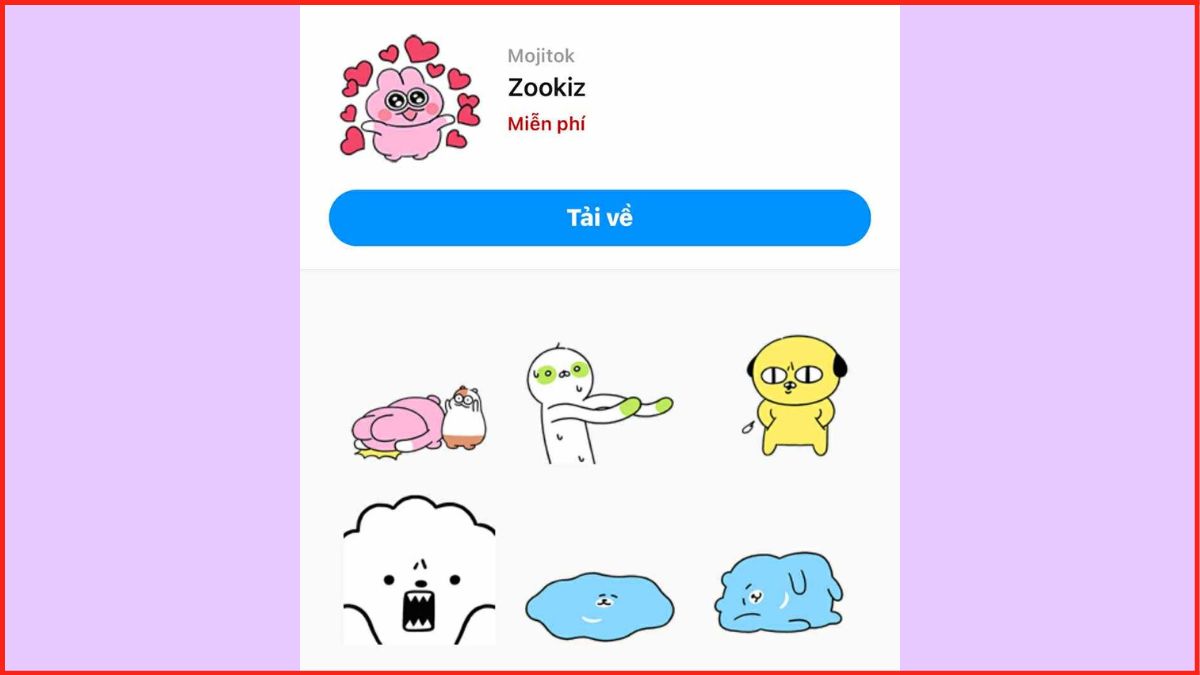 Mẫu Sticker Zalo - Sticker Zookiz
