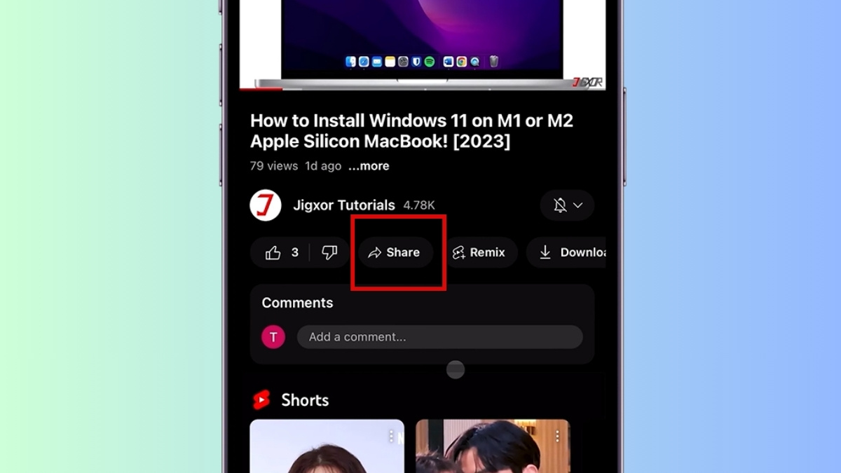 Cách lưu video YouTube trên iPhone bằng tính năng chia sẻ hoặc lưu liên kết - bước 1,2