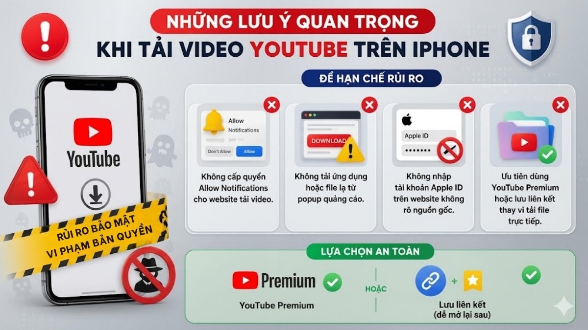 Những lưu ý quan trọng khi tải video YouTube trên iPhone
