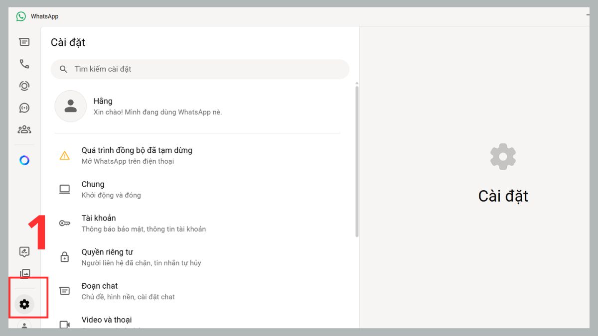 Hướng dẫn sử dụng cơ bản WhatsApp trên máy tính cài đặt thông báo - bước 1