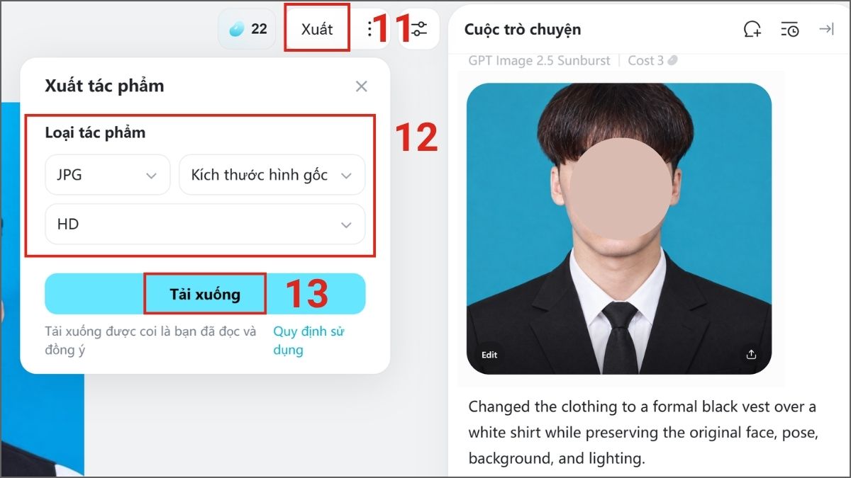 Cách tạo ảnh mặc vest bằng AI - InsMind - bước 3