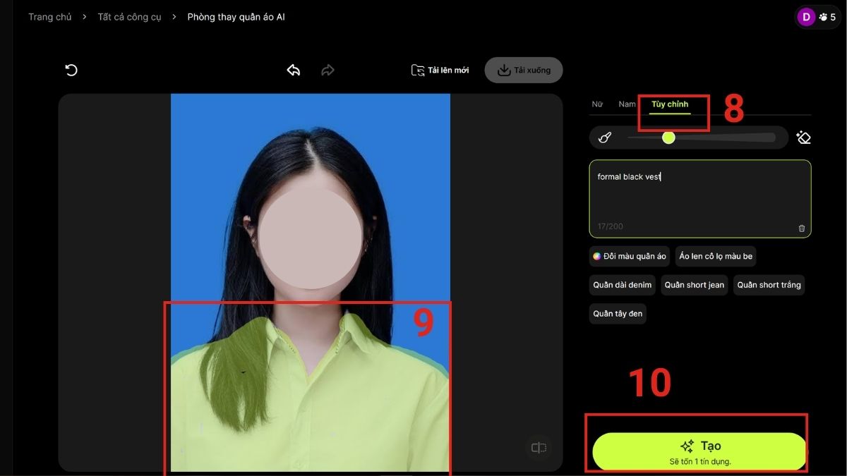 Cách tạo ảnh mặc vest bằng AI - PhotoCat - bước 4