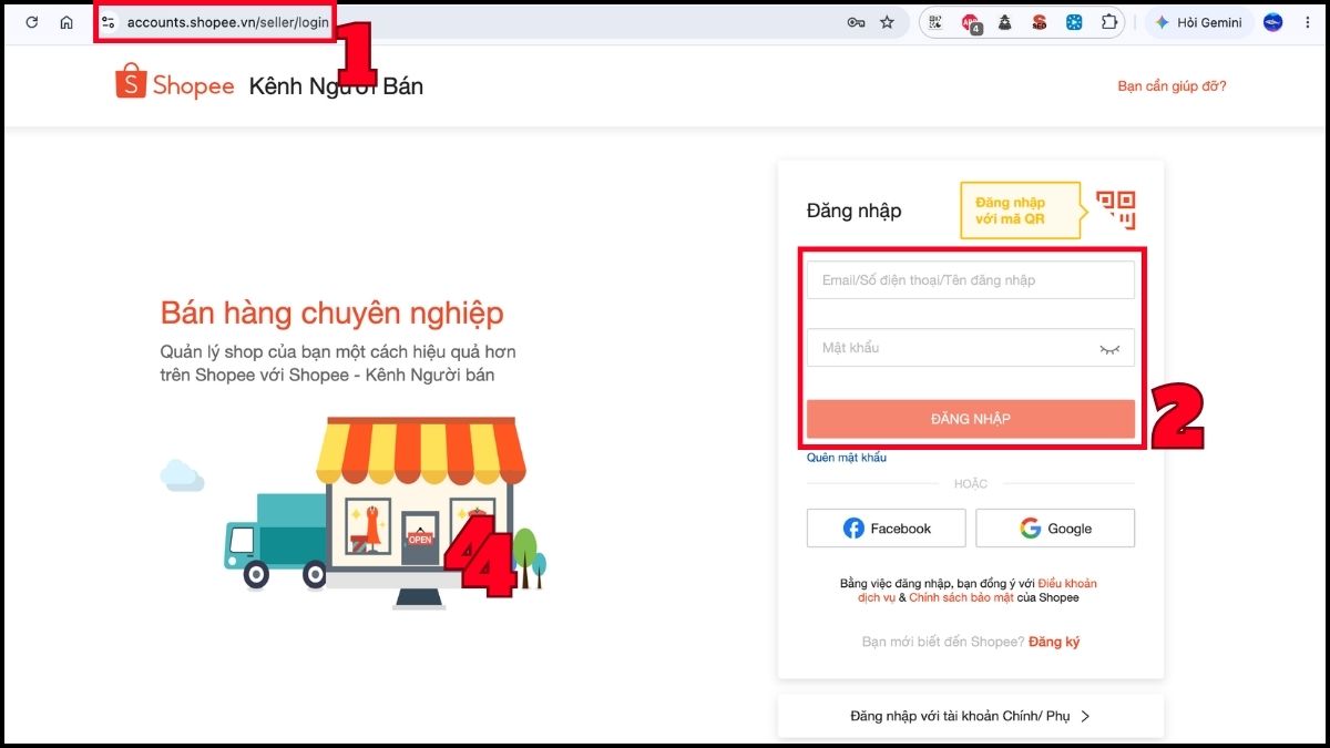 Hướng dẫn cách sử dụng kênh bán Shopee - thiết lập gian hàng - bước 1