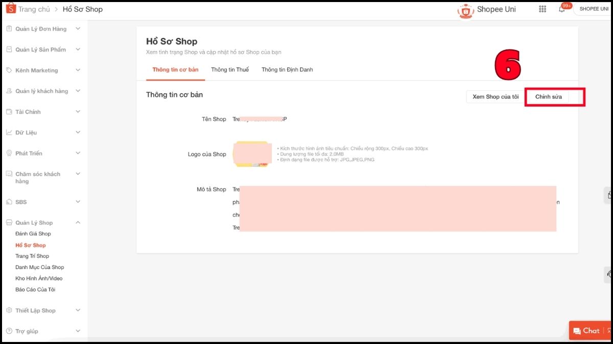 Hướng dẫn cách sử dụng kênh bán Shopee - thiết lập gian hàng - bước 4