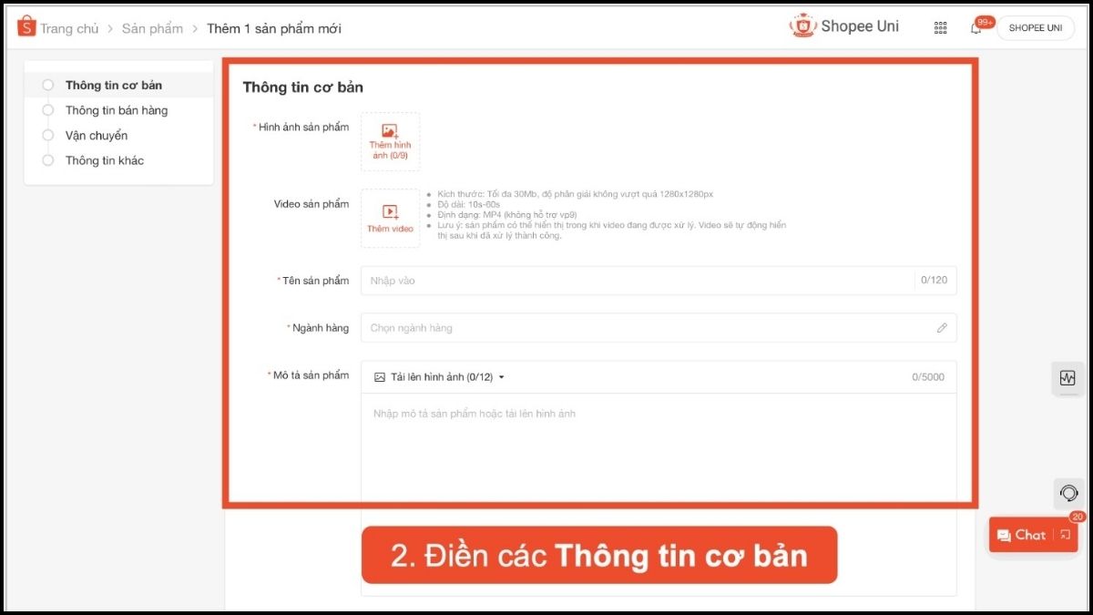 Hướng dẫn cách sử dụng kênh bán Shopee - đăng sản phẩm lên shopee - bước 2