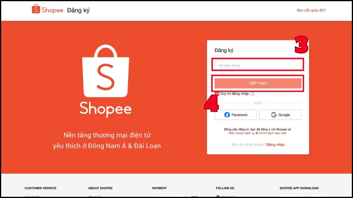 Cách tạo tài khoản Shopee bán hàng trên máy tính - bước 2
