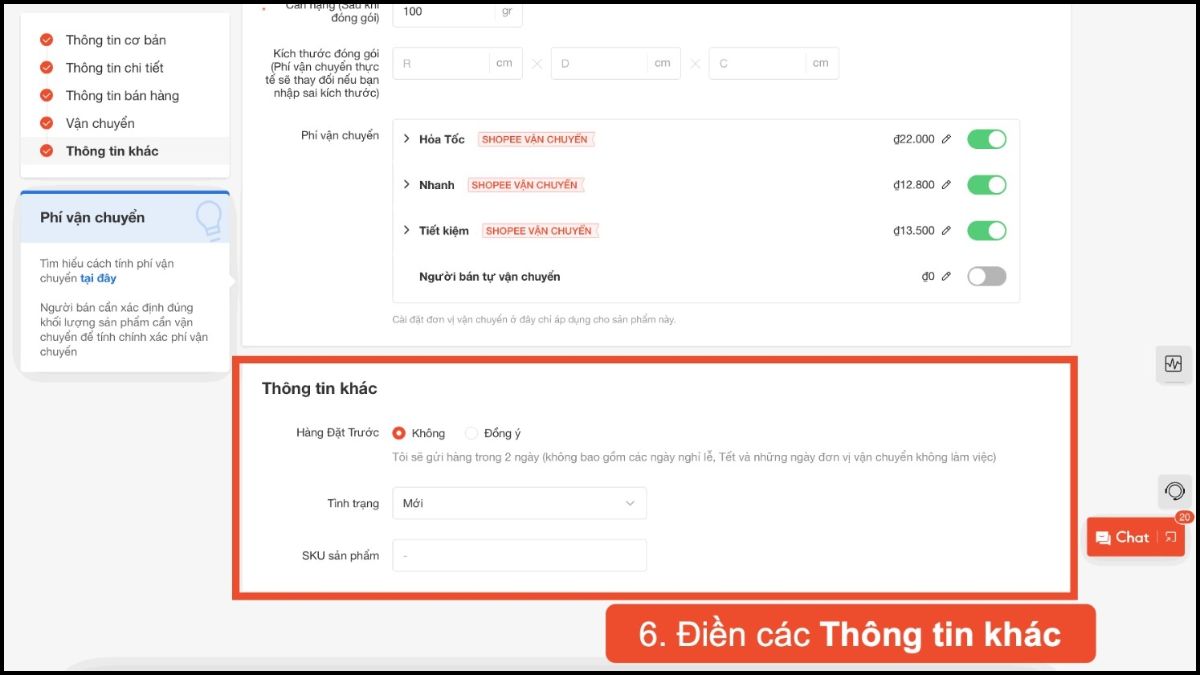 Hướng dẫn cách sử dụng kênh bán Shopee - đăng sản phẩm lên shopee - bước 6